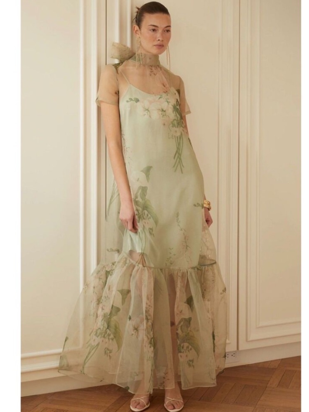 Few Moda / CAARA Melody Mint Floral Blossom Organza Dress